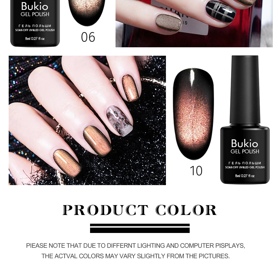 Bukio 8 мл 9D Galaxy Cat Eyes Гель-лак для ногтей Хамелеон для использования с магнитом УФ светодиодный Гель-лак блестящие, дизайн ногтей гель нужно черное Базовое покрытие