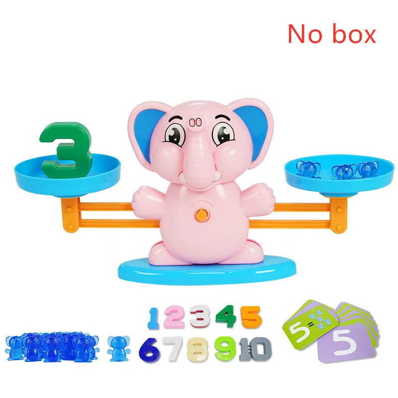 PinkElephant-NoBox Игра в матче по математике, настольные игрушки, лягушка, собака, свинья, обезьяна, пингвин, слон, весы, детские развивающие Игрушки для раннего развития - Цвет: PinkElephant-NoBox