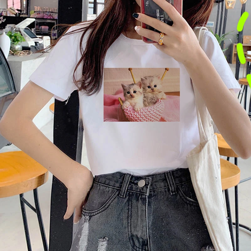 Women's Wreath T-shirt Pets Dogs and cats clothes ladies short sleeve Kawaii Tees top graphic T-shirt   printing T-shirt female