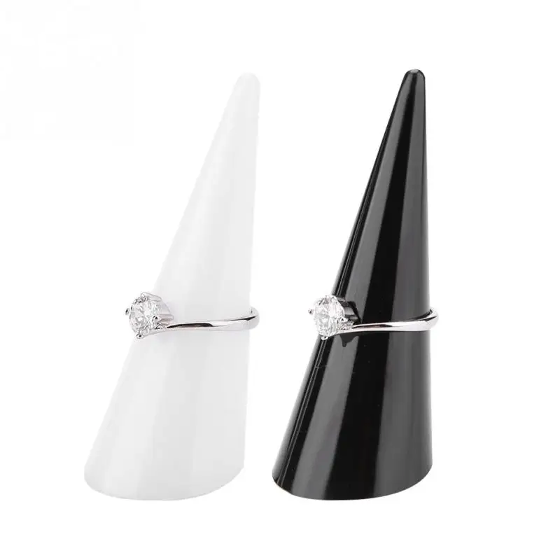 Framendino 30-Pack Black Wood Ring Holder Displays - Single Finger Cone Stands For Jewelry Store Or Home Organizer