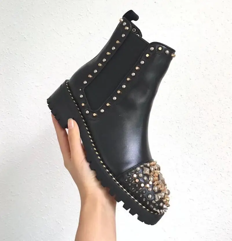 

Fashion luxury designer women boots women Boot Girls Designer Rivets Shoes With Studded Spikes Party Boots Winter