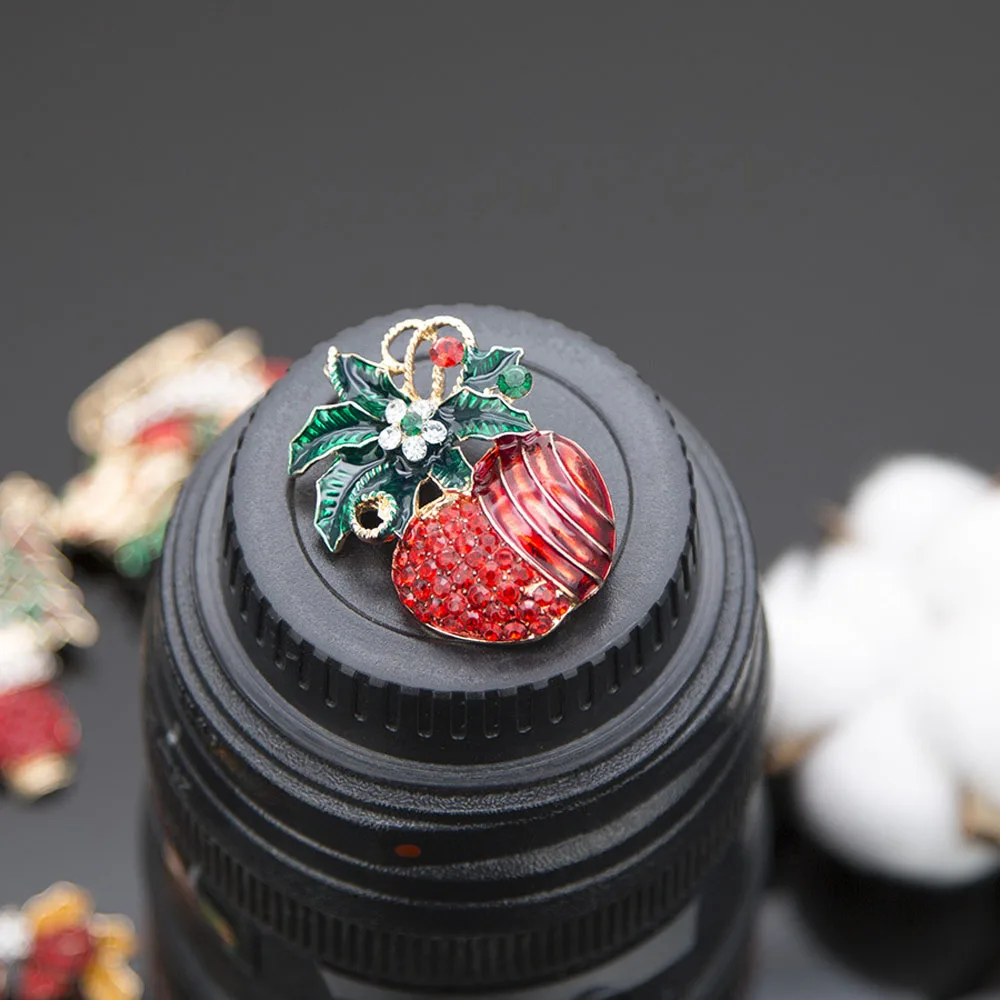 Милые рождественские красные стразы броши в виде яблок для женщин маленький