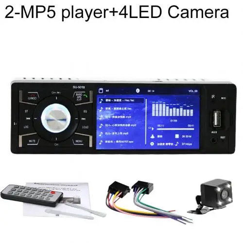 4,1 дюймов Универсальный Автомобильный fm-радио Bluetooth аудио видео MP5 плеер с камерой заднего вида аксессуары для электроники автомобиля - Цвет: 4 LED Rear Camera