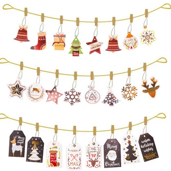 

12PCS/Set Merry Christmas Kraft Paper Card Tags Labels DIY Scrapbooking Crafts Hang Paper Tags Christmas/Wedding Party Favors
