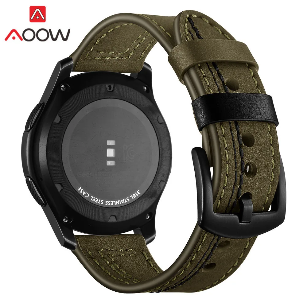 22 мм ремешок для часов из натуральной кожи для samsung Galaxy Watch 46 мм gear S3 Frontier/классический быстросъемный браслет ремешок SM-R800