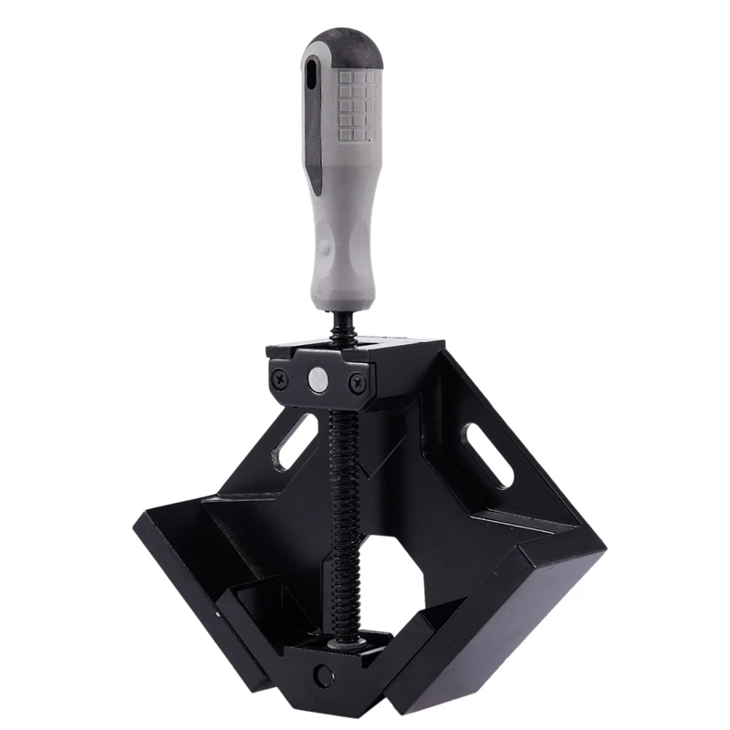Top-Aluminum Single Handle 90 Degree Right Angle Clamp Angle Clamp Woodworking Frame Clip Right Angle Folder Tool Black