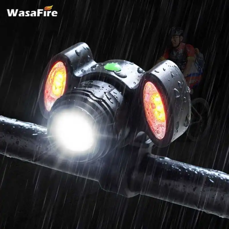 USB Перезаряжаемый велосипедный светильник WasaFire XML T6 + 2 * COB светодиодный передний s