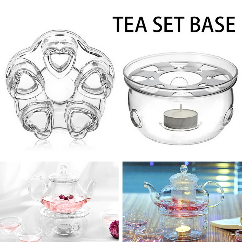 Borosilicate Crystal Teapot Warmer Heart Shape Heating Base Tea Warmer