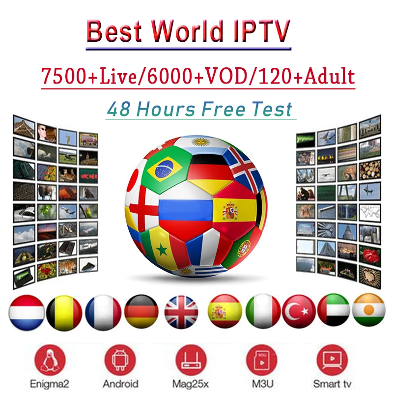 1 год Европа США Великобритания Бразилия Польша Испания французский IPTV подписка 7500+ Live Франция HD IPTV M3u Enigma vod спорт для взрослых бесплатный тест