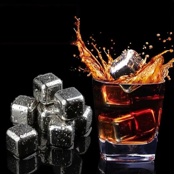 

Stainless Steel whiskey stones Reusable Ice Wine Stone Ice Cubes Chilling Rocks Vodka Cooler Wine Beer Cocktail Drink Supplies