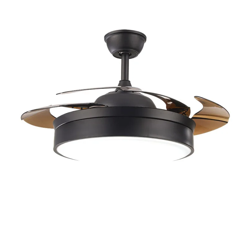 

42 inch LED silent Ceiling fan remote control Modern invisible acrylic leaf lamp restaurant lighting dimming Decorative lamps