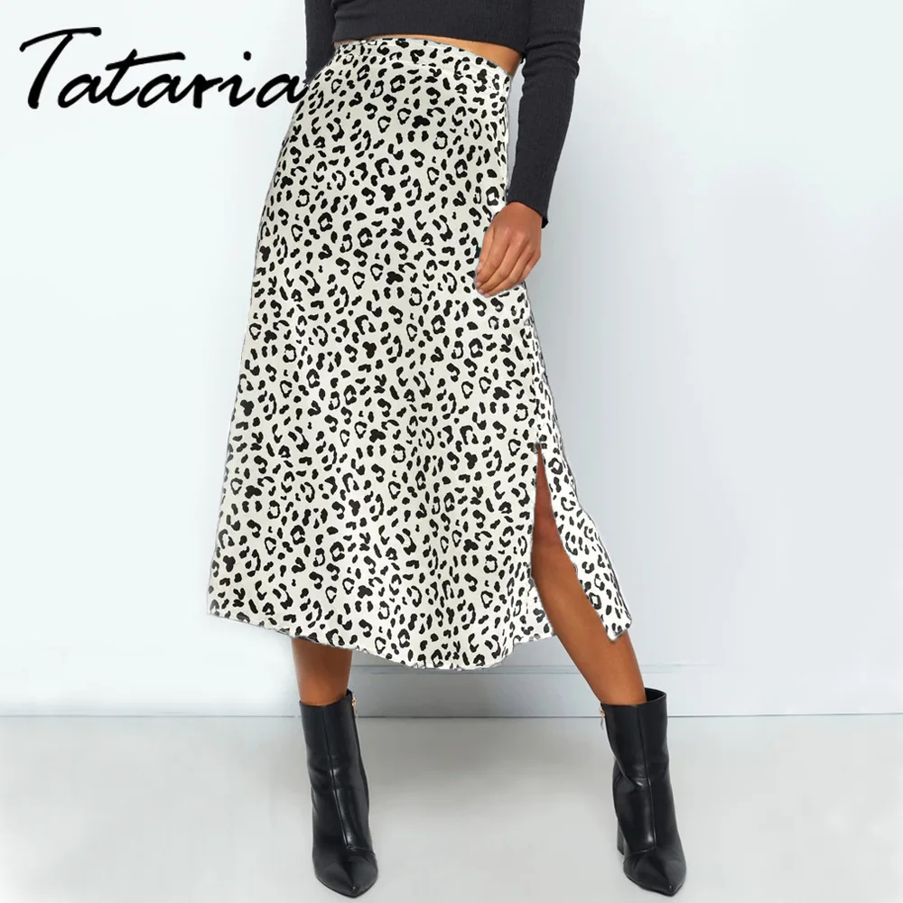 Женская леопардовая юбка с высокой талией шифоновые юбки высоким разрезом и