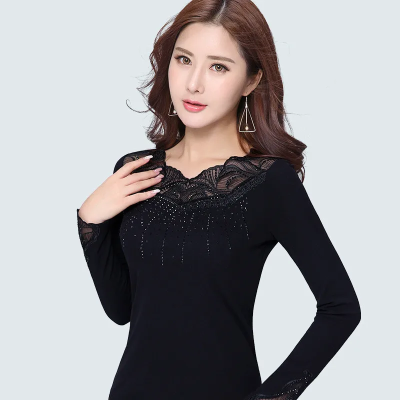 Женская футболка 2019 зимняя одежда длинный рукав плюс бархат теплый джемпер