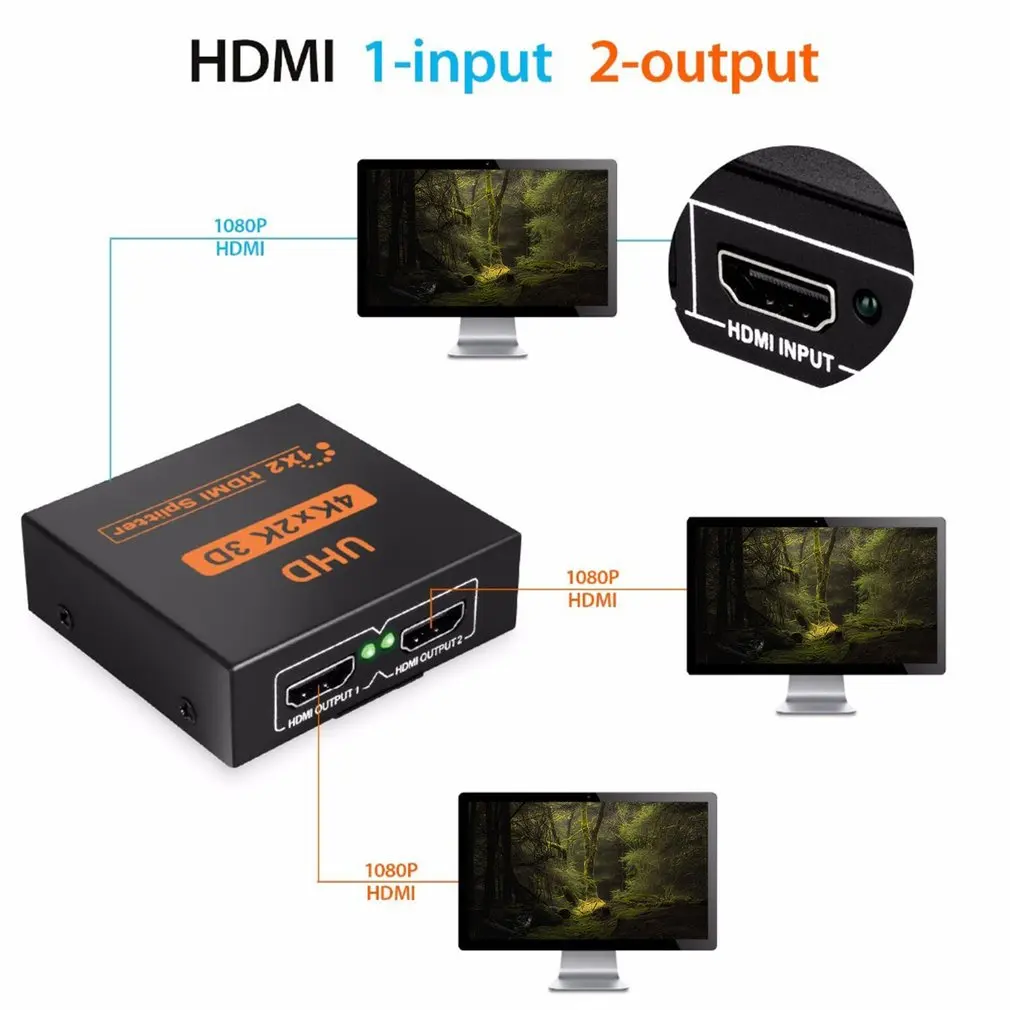 1x2 HDMI переключатель 1x2 HDMI разделитель Порт Автоматический коммутатор Поддержка 3D Full HD1080P для ПК HDTV DVD HDPS3