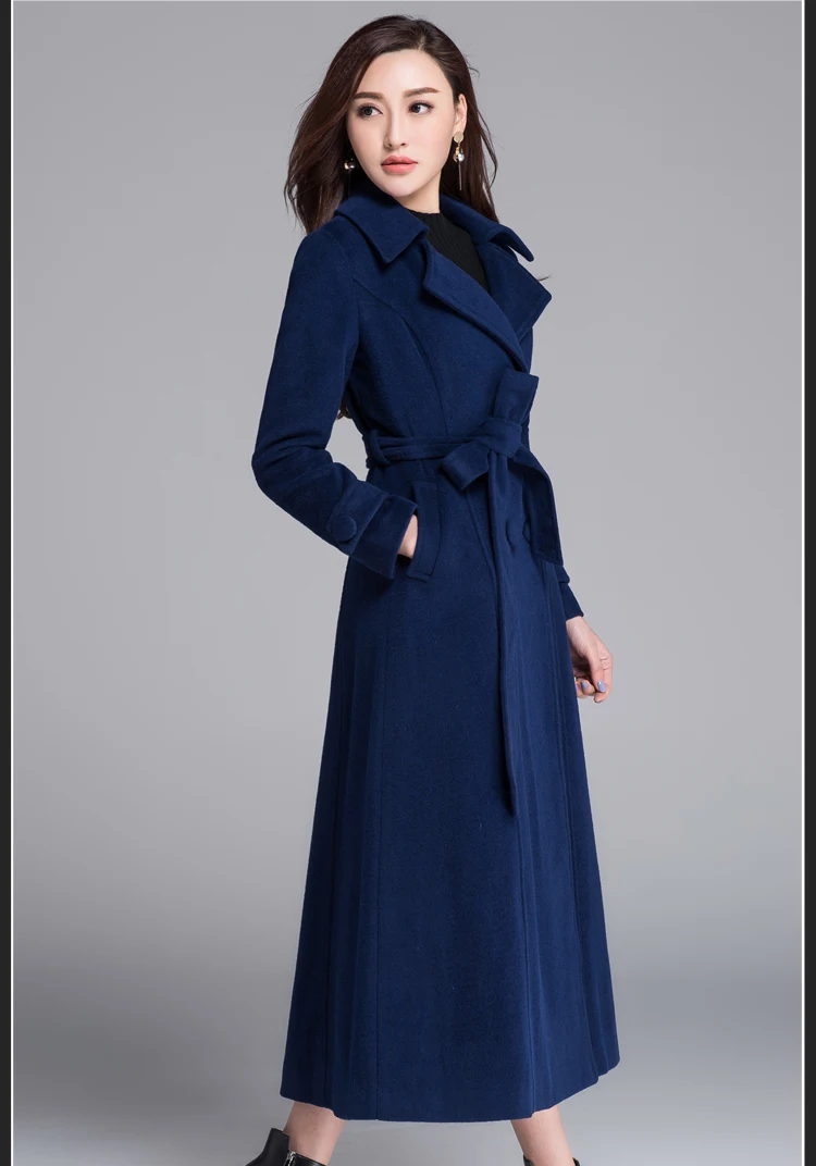 Женский шерстяной Тренч, зимняя двубортная куртка с длинным рукавом Manteau Femme