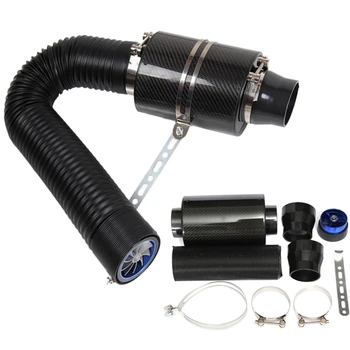 

3 Inch Universal Car Cold Air Intake System with Fan Racing Carbon Fiber Cold Feed Induction Kit Air Intake Kit
