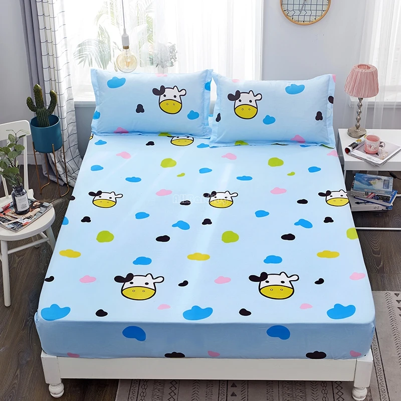 Детская простыня с принтом Doraemon с эластичным поясом из хлопка, простыня по размеру матраса