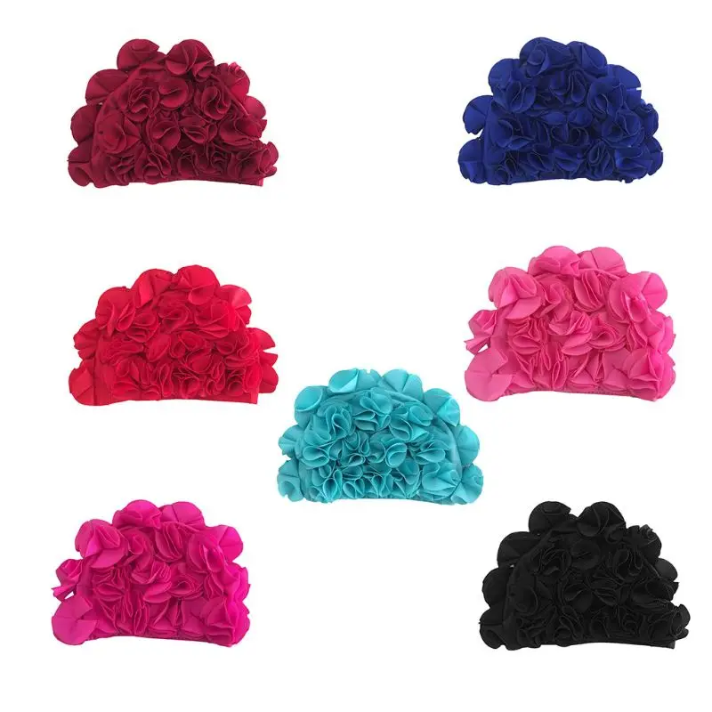 

Adult Swimming Cap Creative 3D Flower Petals Waterproof Protect Soft Breathable Hair Wrap Lightweight Swim Accessory