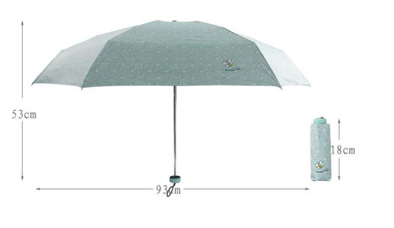 Only Jime Bee Five Folding Children Umbrella Dual-use Black Coating Ultra Light Small Mini Sunscreen UV Protection Sun Umbrella