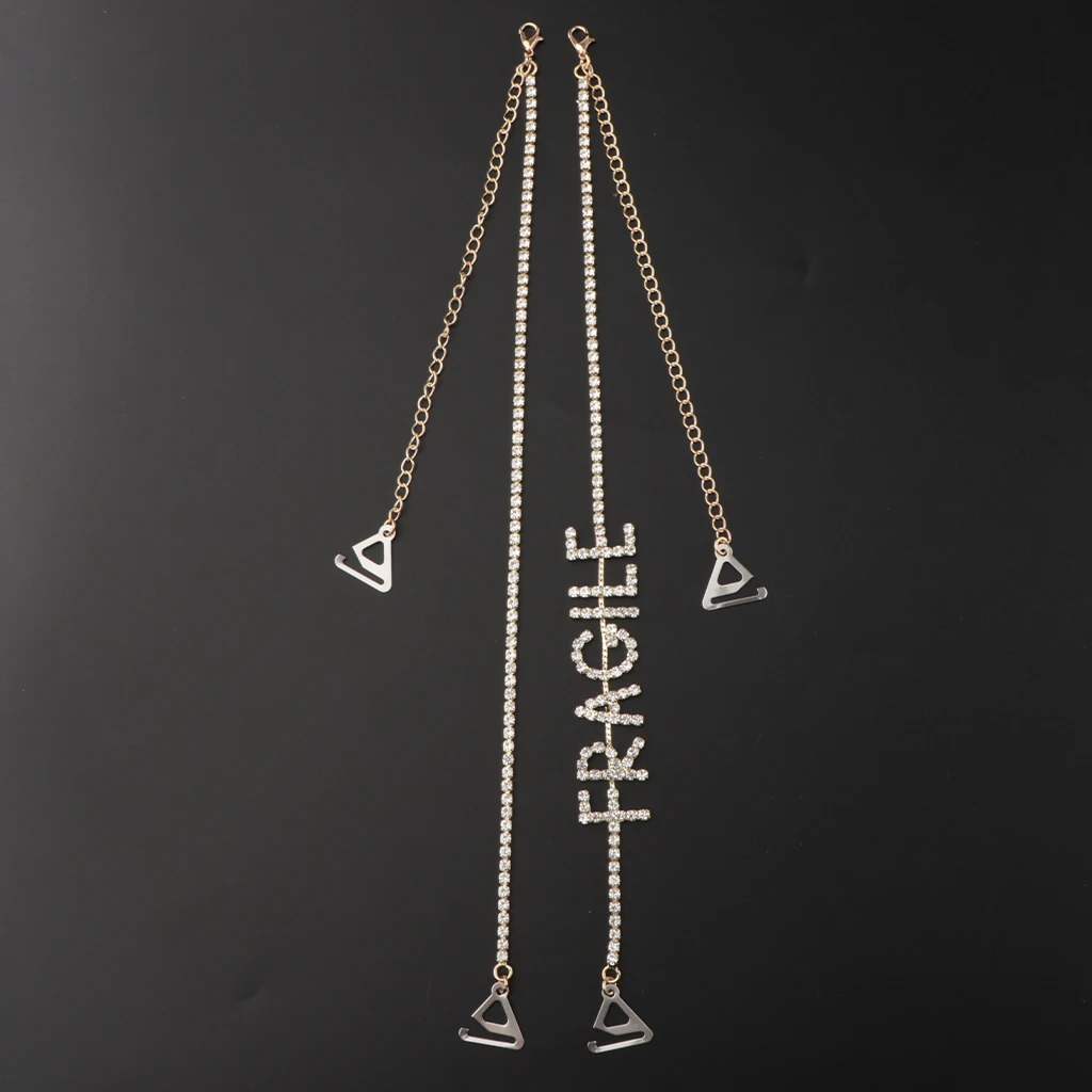 

Adjustable Detachable Bra Straps Rhinestone Diamante FRAGILE Strap