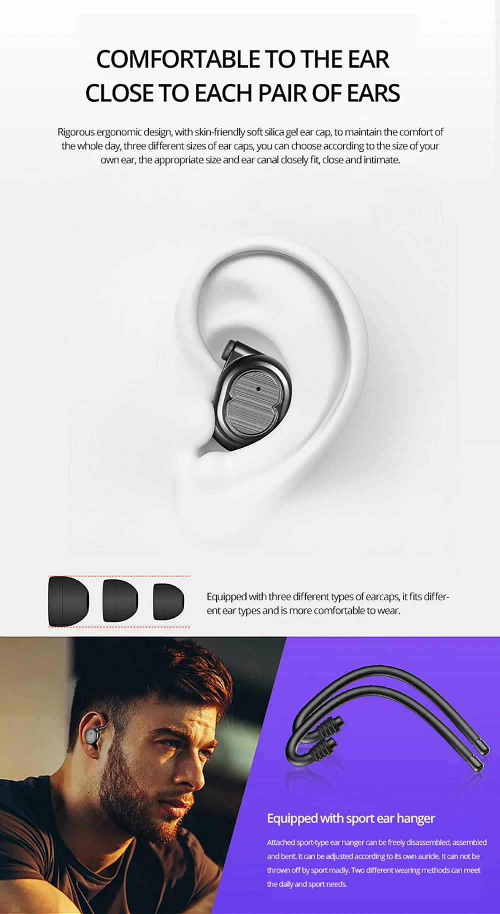 Bluetooth 5,0, наушники-вкладыши Iinvisible, беспроводные наушники с шумоподавлением, Hi-Fi, стерео наушники с защитой от пота, гарнитуры для телефона и музыки