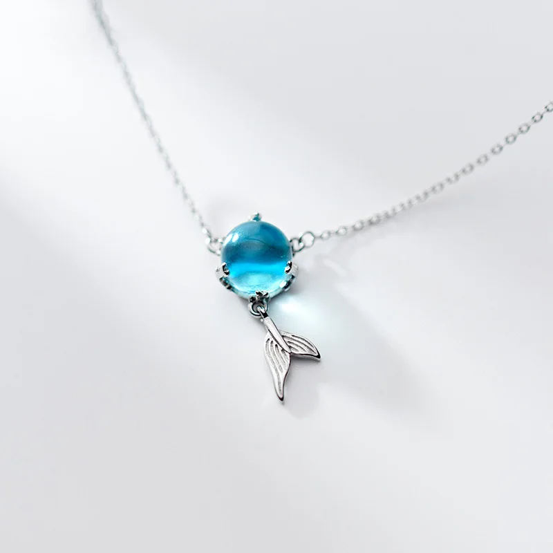 Стерлинговое Серебро 925 натуральный лунный камень подвеска рыбий хвост ожерелье высокое качество текстура ожерелье для женщин хорошее ювелирное изделие шикарные подарки