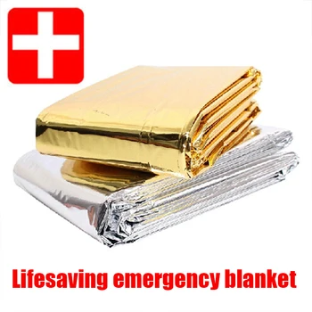 Emergency Blanket Outdoor Survive First Aid Rescue Kit Windproof Waterproof Foil Thermal Blanket for Camping Hiking 1