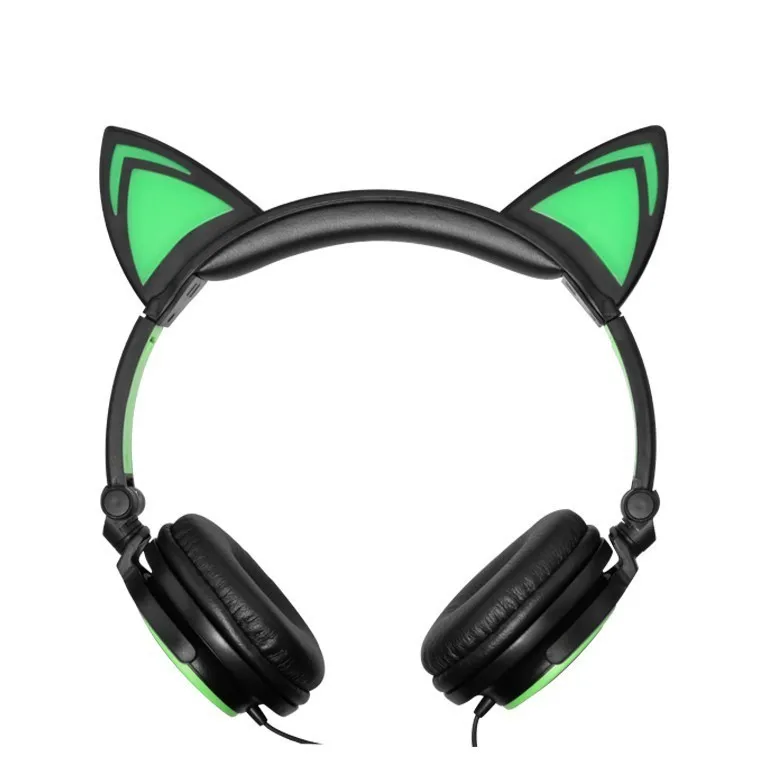 OLD Green Black Складной мигает светящиеся кошка Наушники игровая гарнитура для детей наушники с светодиодный светильник для ПК, ноутбука, компьютера, мобильного телефона - Color: OLD Green Black