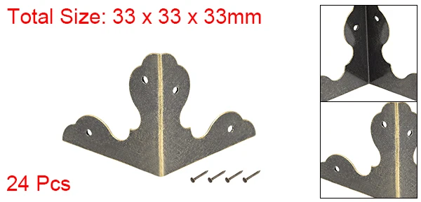 Bronze 33x33x33-24x Uxcell металлические угловые протекторы для коробки деревянный ящик край протектор 33x33x33 мм бронзовый тон 24 шт - Цвет: Bronze 33x33x33-24x