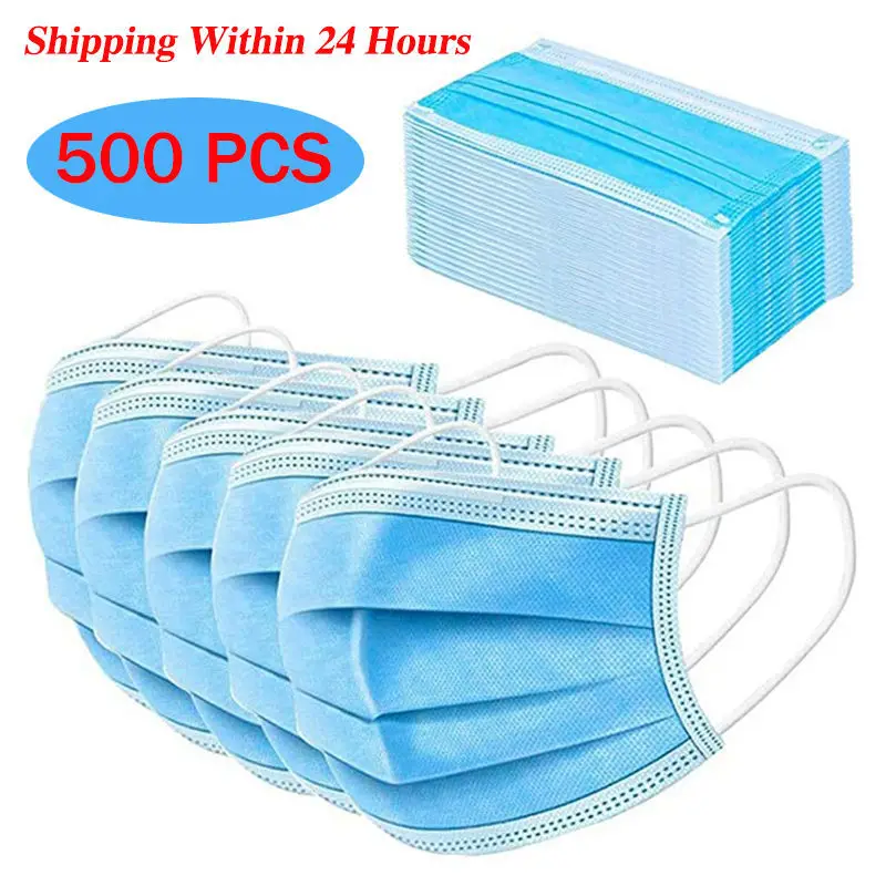 Medical Mask Disposable Nonwoven 3Ply Filter Mask Mouth Face Mask Mondmasker Dust Protective Breathable Earloops Surgical Masks afbeelding