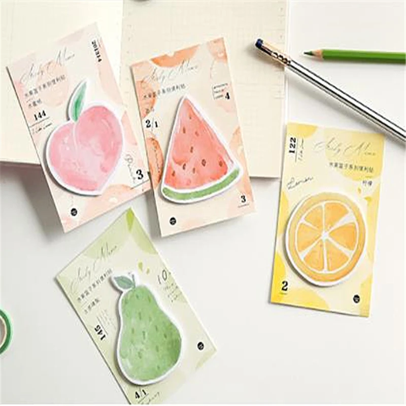 Kawaii фруктовые липкие нотки арбуз груша персик лимон памятки планер бумажная