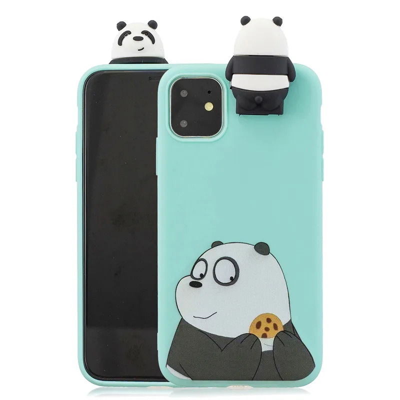 3D мягкий чехол из ТПУ для iPhone 11 Pro Max с милой пандой, единорогом, котом, медведем, подставкой для iPhone 11 X XS Max XR 6 7 8 Plus 5 S SE