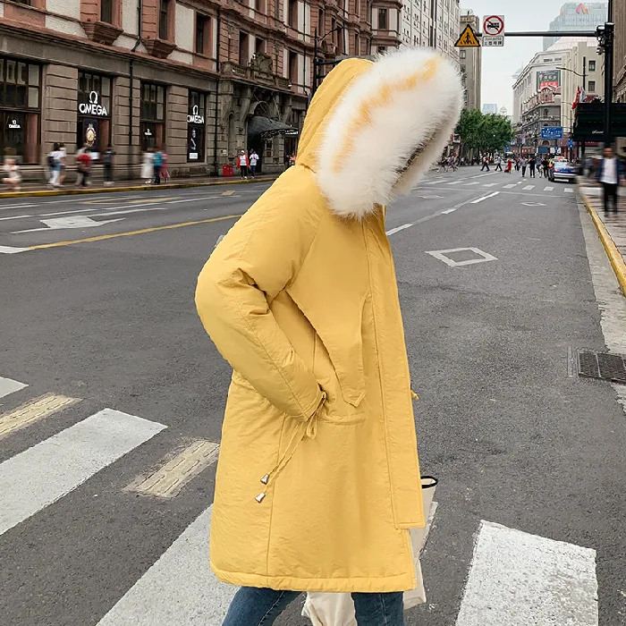 

Photo Shoot 2019 Autumn And Winter Down Jacket Women's Korean-style Mid-length Loose-Fit BF Cotton-padded Clothes down Coat Larg