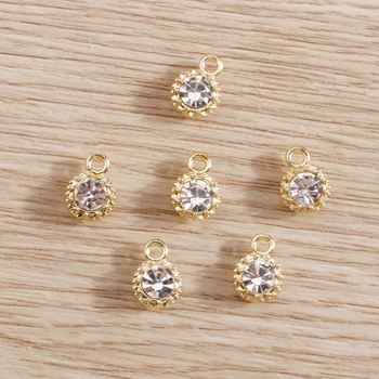빛나는 크리스탈 미니 매력 펜던트, 목걸이 귀걸이 팔찌 제작용, 수제 보석 공예 장식, 4*7mm, 8 개