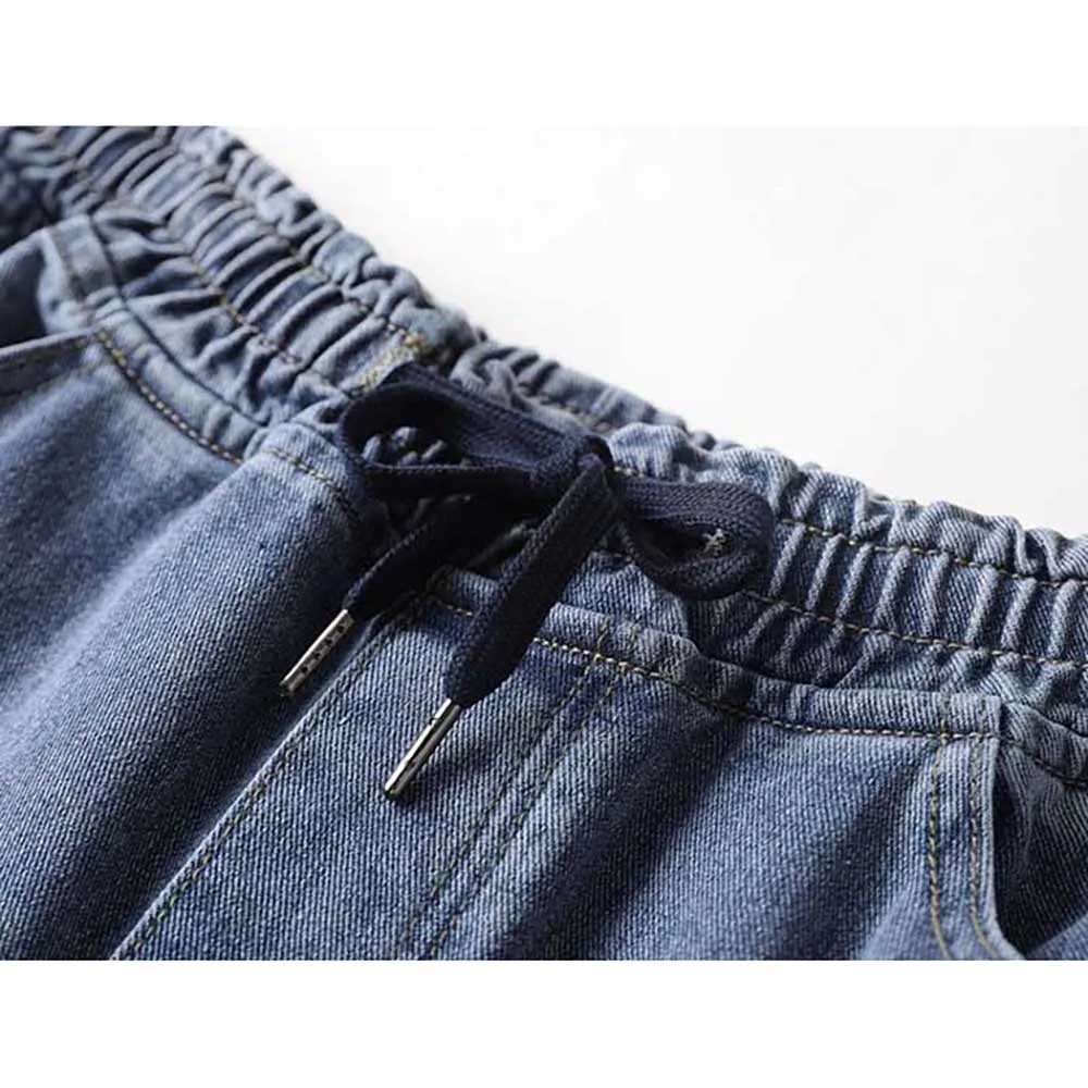 New Fashion Cargo Pants Men's Casual Jeans Elastic Waist Loose Baggy Joggers Denim Trousers Streetwear Harem Clothing Plus Size