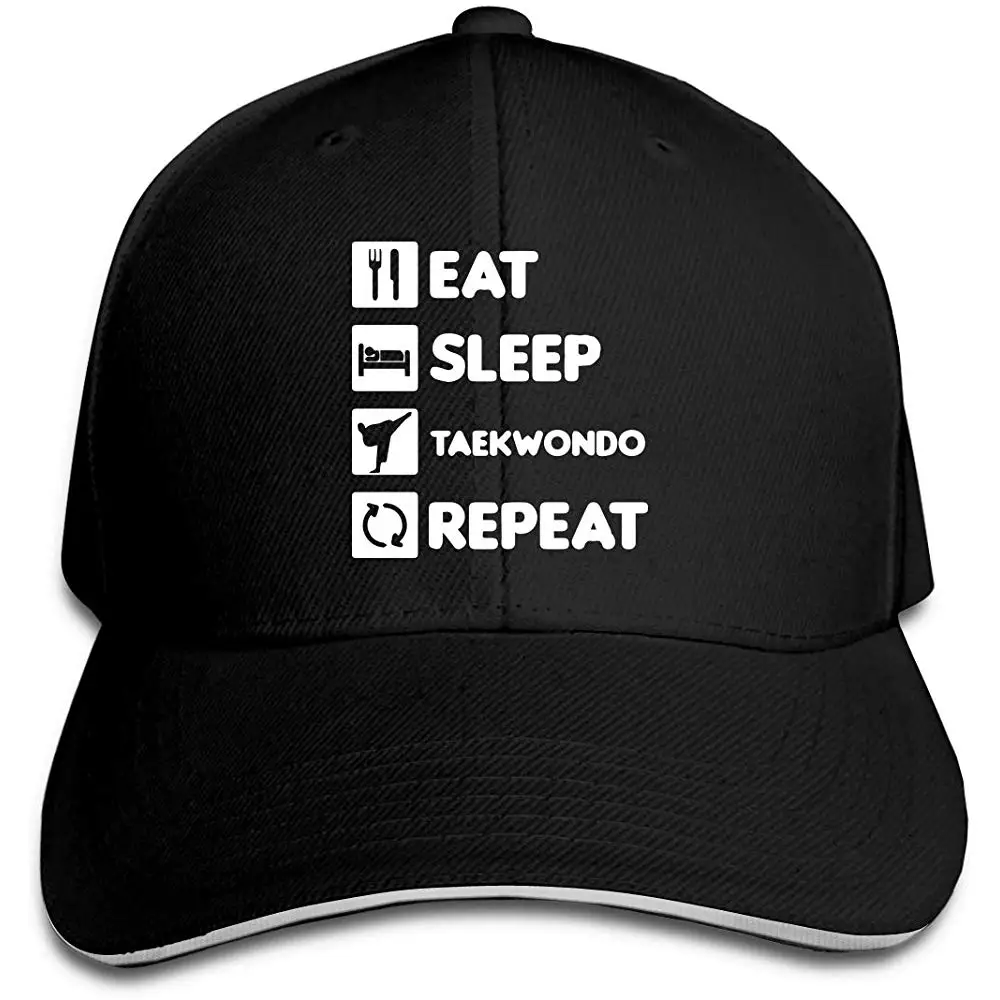 Мужская Женская бейсбольная кепка для тхэквондо Eat Sleep Repeat