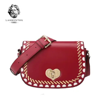 

LAORENTOU women leather bag 2020 new saddle bag Fashion shoulder bag Vintage crossbody bag Leather women bag