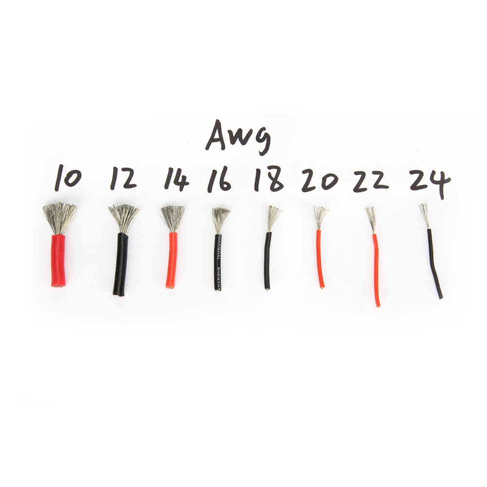 1M Schwarzes 1M Rotes Silikonkabel 6 10 12 14 16 18 20 22 24 AWG Flexibles Verzinntes Kupfer Elektronikkabel für RC Flugzeug Auto Drohne – Detail 7