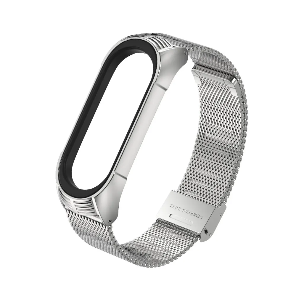 Mi jobs mi Band 4 металлический ремешок для Xiaomi mi Band 4 ремешок без винтов из нержавеющей стали для mi Band 3 ремешок mi band 4 браслеты - Цвет: Silver