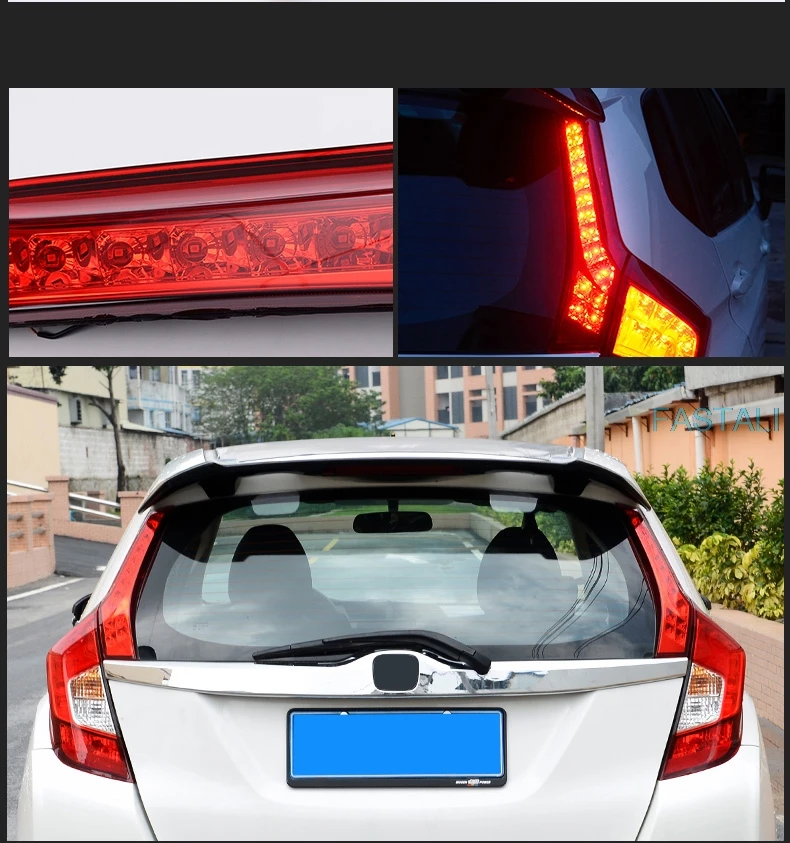 Для Honda FIT JAZZ GK5 модифицированный задний светильник s светодиодный высокий светильник, светильник-колонка, поворотный тормозной светильник, украшение автомобиля