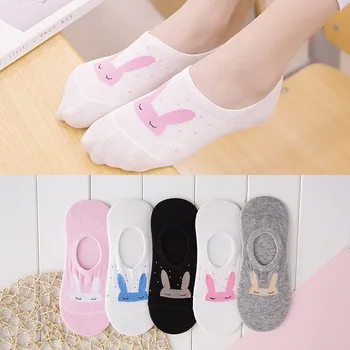 

Fashion 1Pair Cotton Comfortable Cute Rabbit Women Low Invisible Sock Slippers Girls All Season Wear Hot Sale drop Shipping