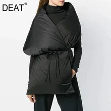DEAT новая весенняя модная женская одежда шарф воротник короткий рукав жилет пальто женский duckdown зимняя куртка WK31101