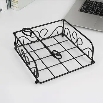 

1pc European Style Black Metal Flat Napkin Holder With Pressure Bar for Fixed Paper Napkin Storage Rack Paper Towel Holder