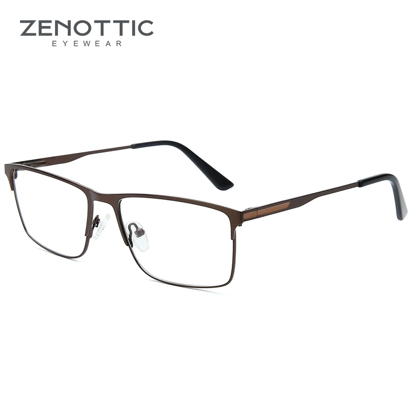 Alloy Prescription Glasses Men Square Anti Blue Light Computer Eyeglasses Myopia Photochromic Eyewear ZENOTTIC myopia eyeglasses