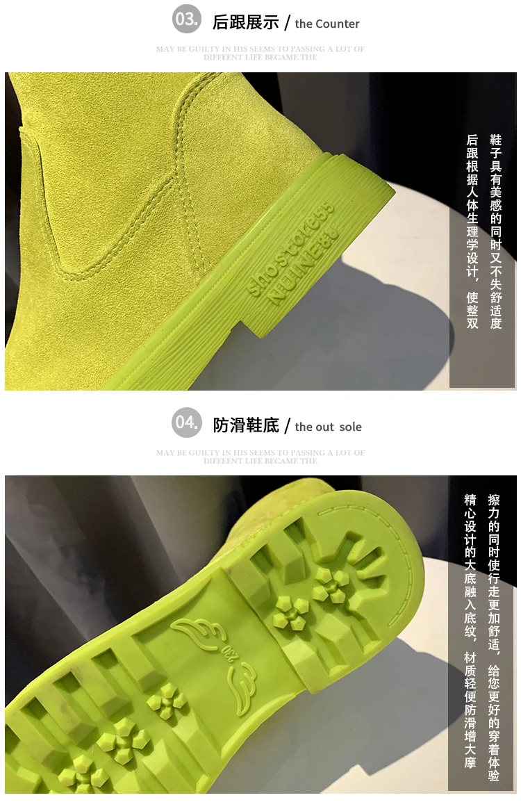 creepers bottom non-slip martin boots new designer solid flock slip-on chelsea botas short ankle booties winter warm women shoes