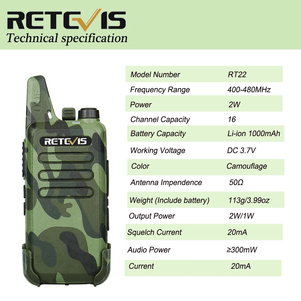 2 шт. RETEVIS RT22 Профессиональная удобная портативная рация Mini FRS VOX USB зарядка UHF двухстороннее радио Comunicador трансивер Woki Toki