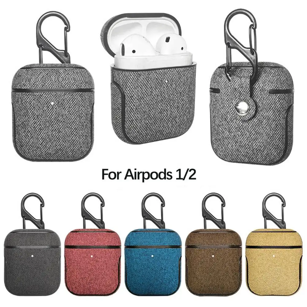 Bluetooth наушники кожаный чехол для Apple AirPods 1 2 Pro ткань анти потеря ударопрочный PU