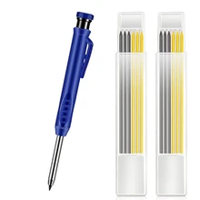 Crayon de menuisier, ensemble de crayons de travail solide 1 pièce avec 12 fils de recharge, taille crayon intégré pour le dessin, le travail du bois