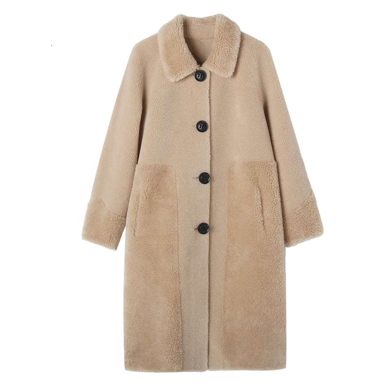 Faux Women Fur Coats Autumn and Winter Thick Warm Long Double-faced Fur jacket vintage Single Breasted Wool Overcoat womens