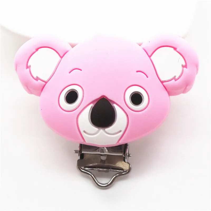 Pink Chenkai 50 шт. силиконовые зажимы Koala DIY Детский Прорезыватель кольцо для соски держатель цепи пустышка для младенца ювелирные изделия игрушки клипсы BPA бесплатно - Цвет: Pink